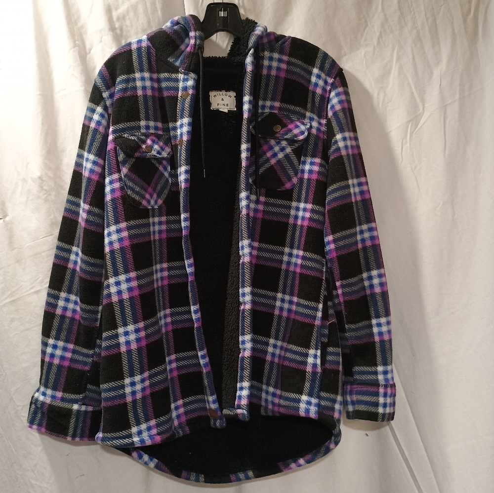 Wilson & Pine M women's thick hooded purple plaid jacket
